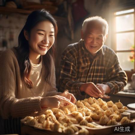 左小青父女欢乐包饺子
