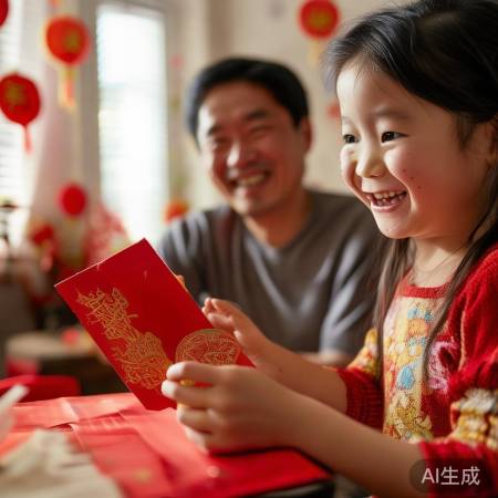 女儿收到红包爸爸高兴磕头，温馨瞬间引发网友热议