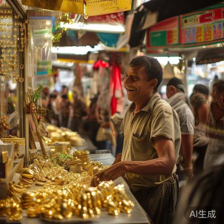 市场热闹，金店生意兴隆