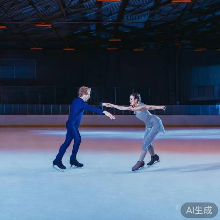 滑冰情侣低调甜蜜