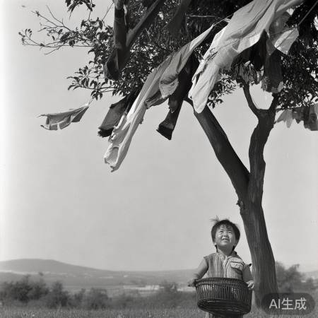 童趣：衣晾树梢险掉落