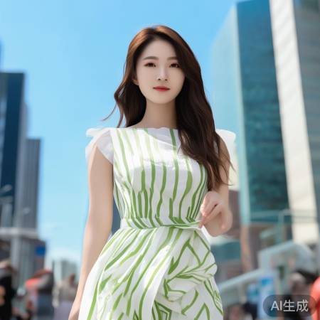 杨幂演绎白绿条纹吊带裙，夏日清新穿搭走红