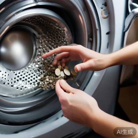 检查洗衣机内筒，清理异物
