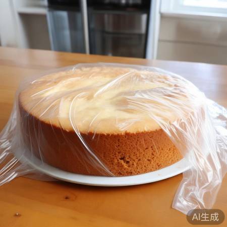 蛋糕干表面，覆膜回冰箱