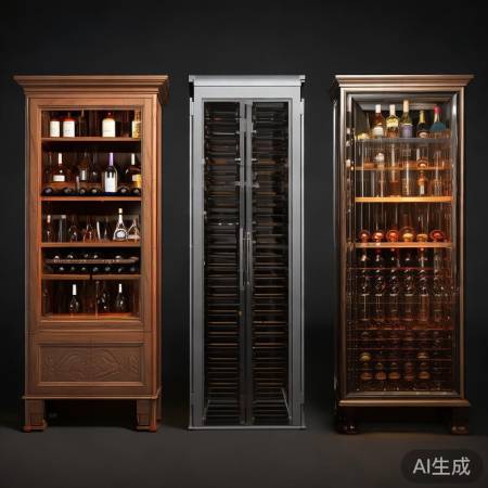 酒柜材质：木质温馨，金属现代，