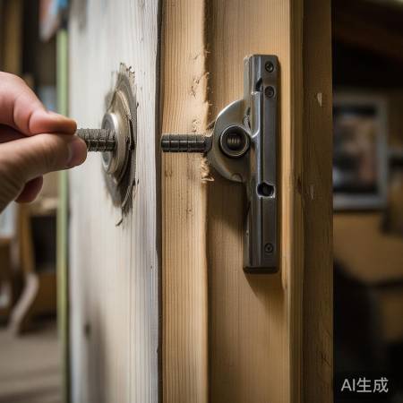 钻孔后，安装并拧紧锁体