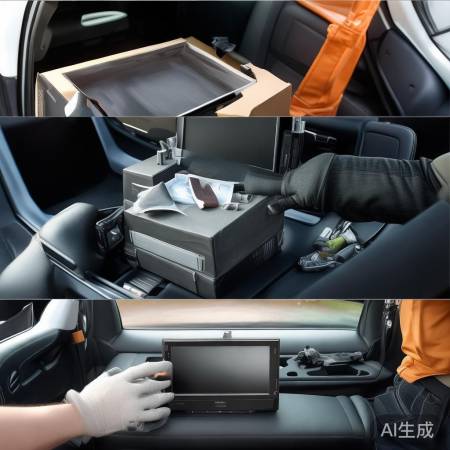 安装车载电视，固定牢固不紧绷